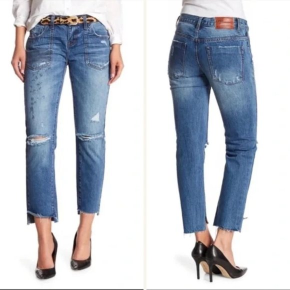 One Teaspoon Denim - One Teaspoon Awesome Baggies Distressed Raw Step Hem Jeans Womens Mid Rise sz 26